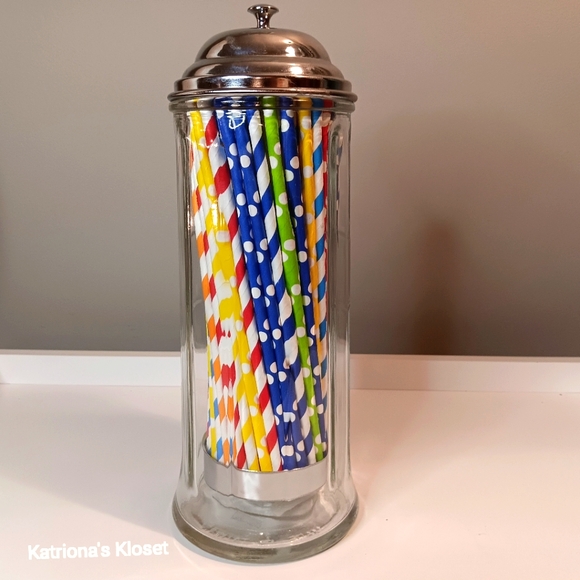 Retro Style Soda Fountain Straw Dispenser Including Paper Straws - Picture 2 of 7
